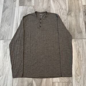 Huckberry Proof Shirt Mens Medium Henley Brown Merino Wool Nylon Stretch